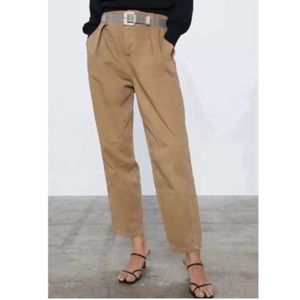Slouchy khaki/beige trousers size 4